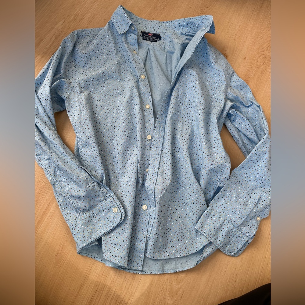 Vineyard Vines Blue Patterned Slim Fit Shirt